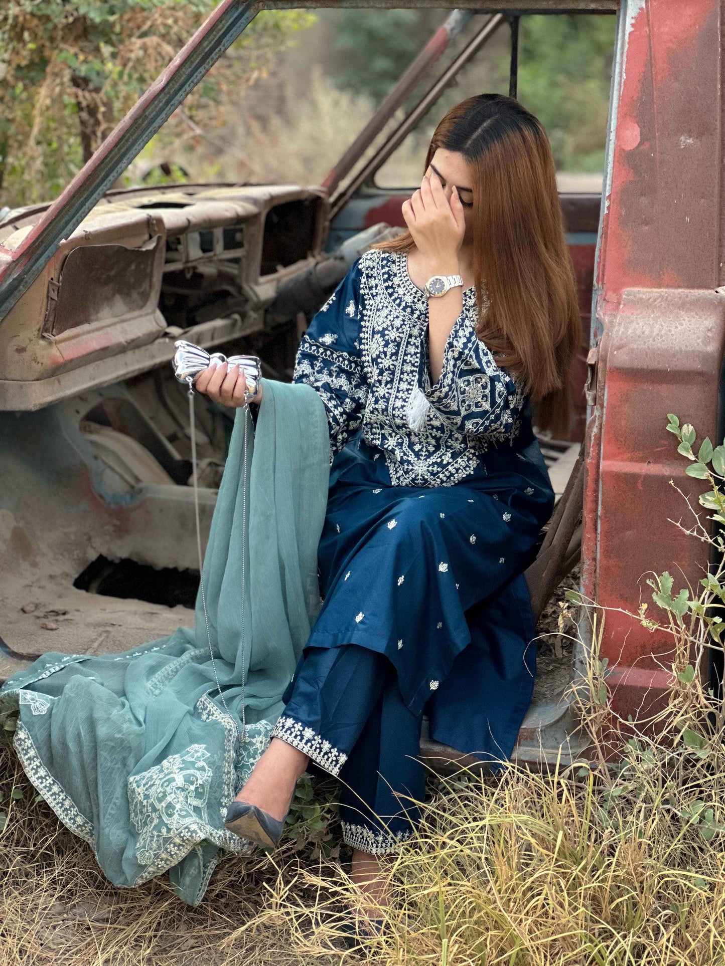 AZURE 3 Piece Embroidery Suit
