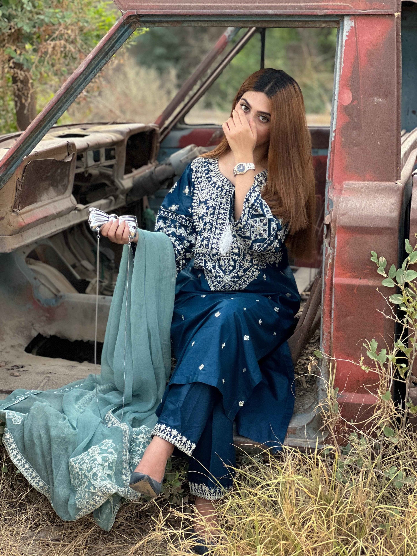 AZURE 3 Piece Embroidery Suit
