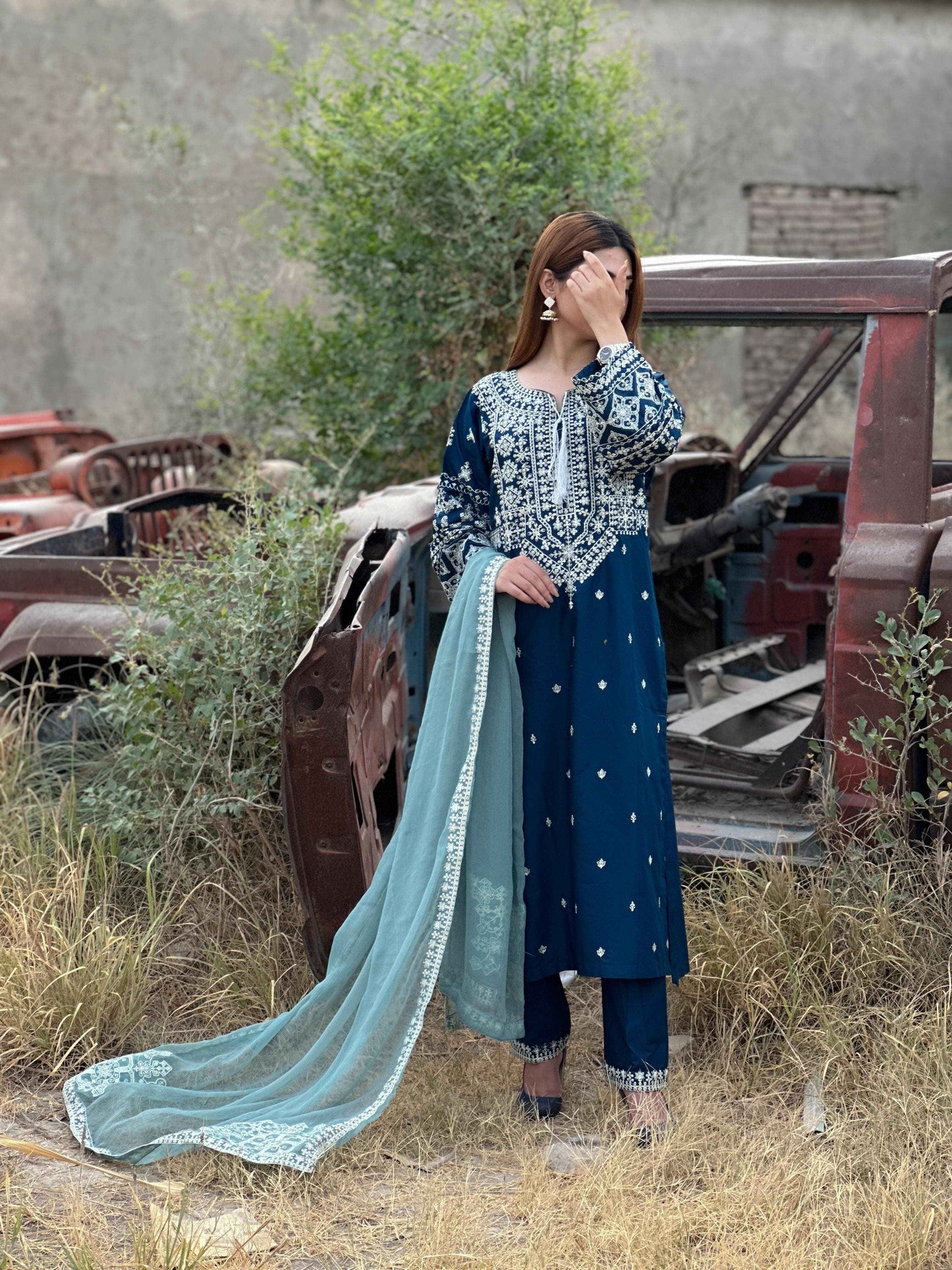 AZURE 3 Piece Embroidery Suit
