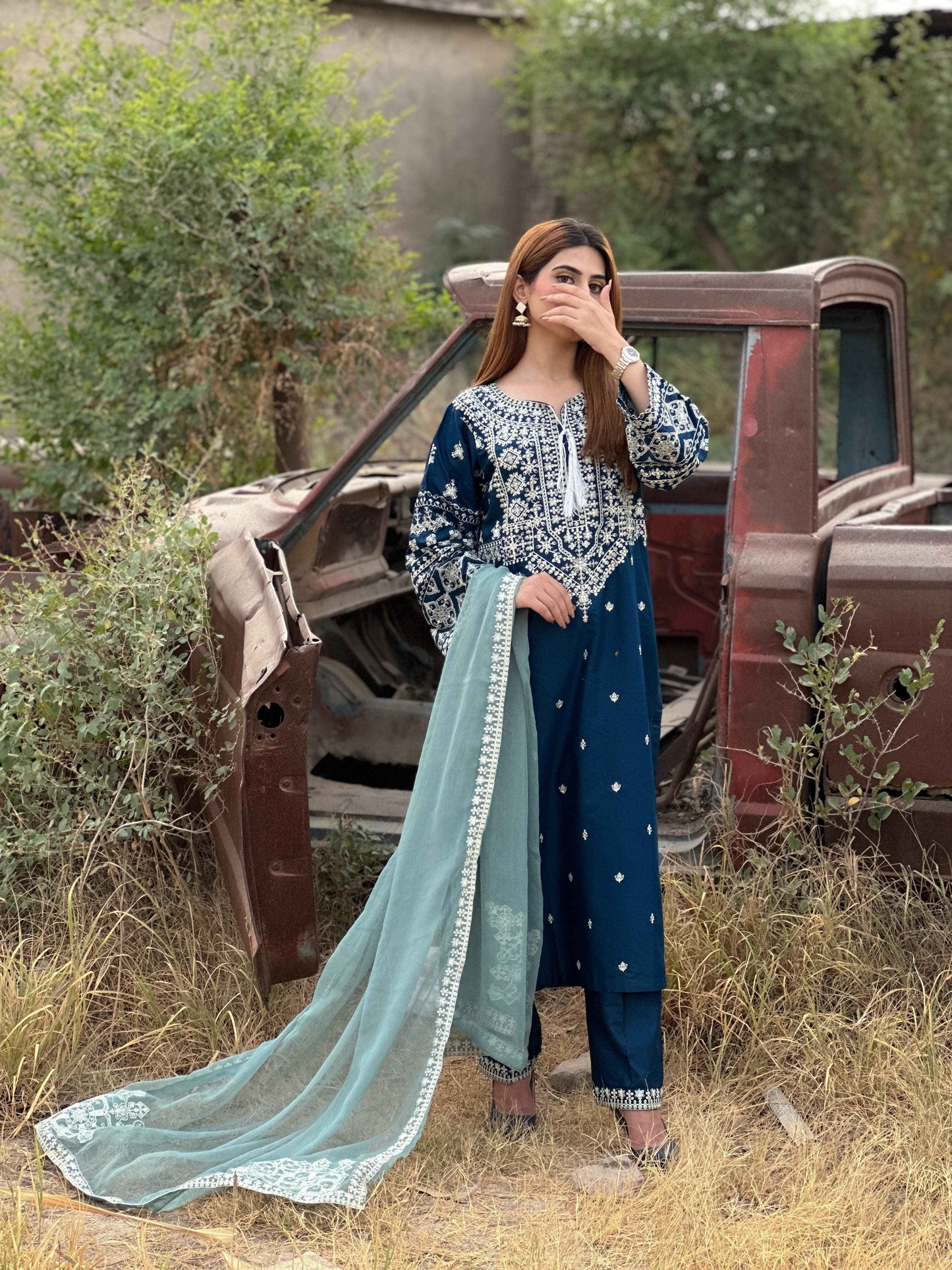 AZURE 3 Piece Embroidery Suit