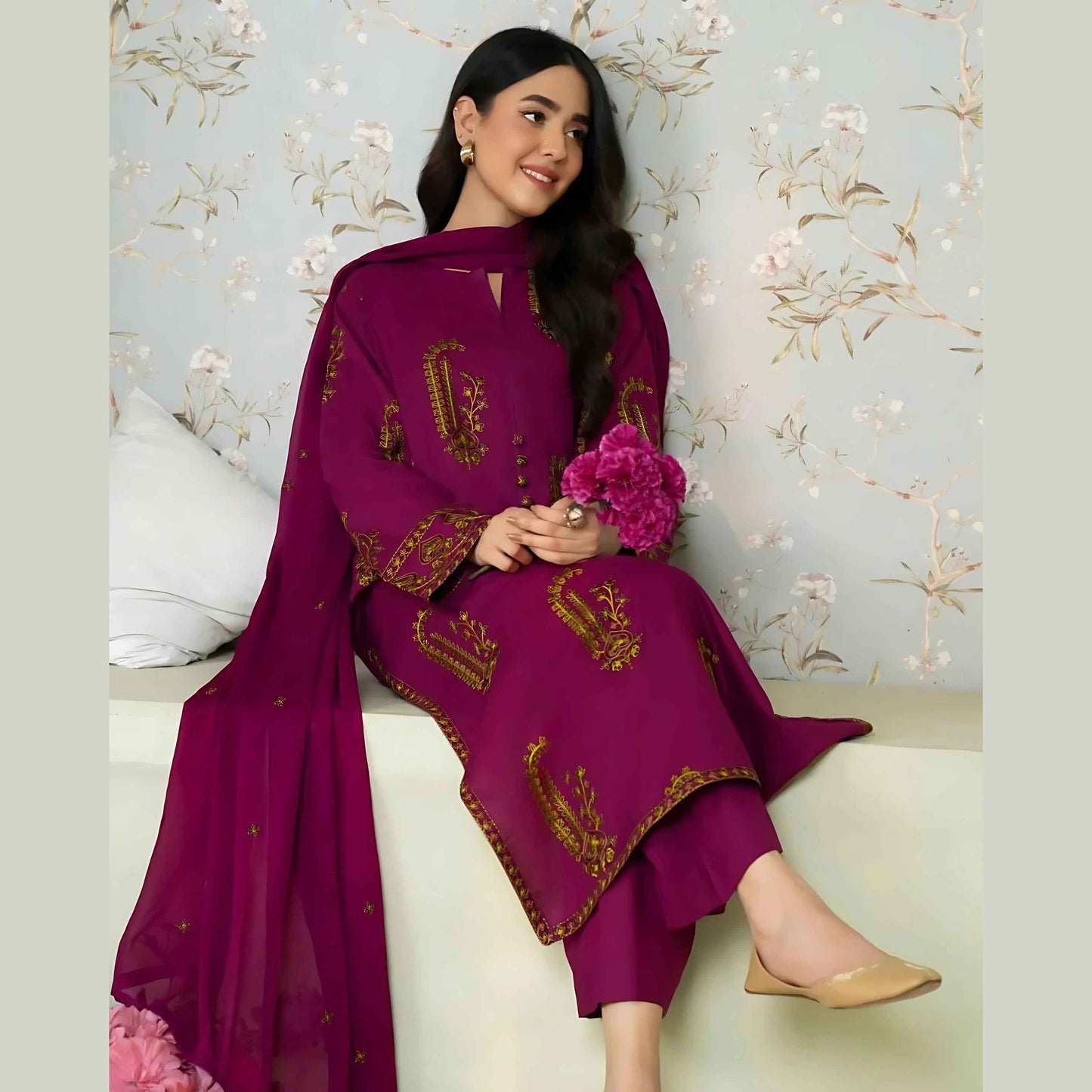 Jasmine 2 Piece Embroided Suit