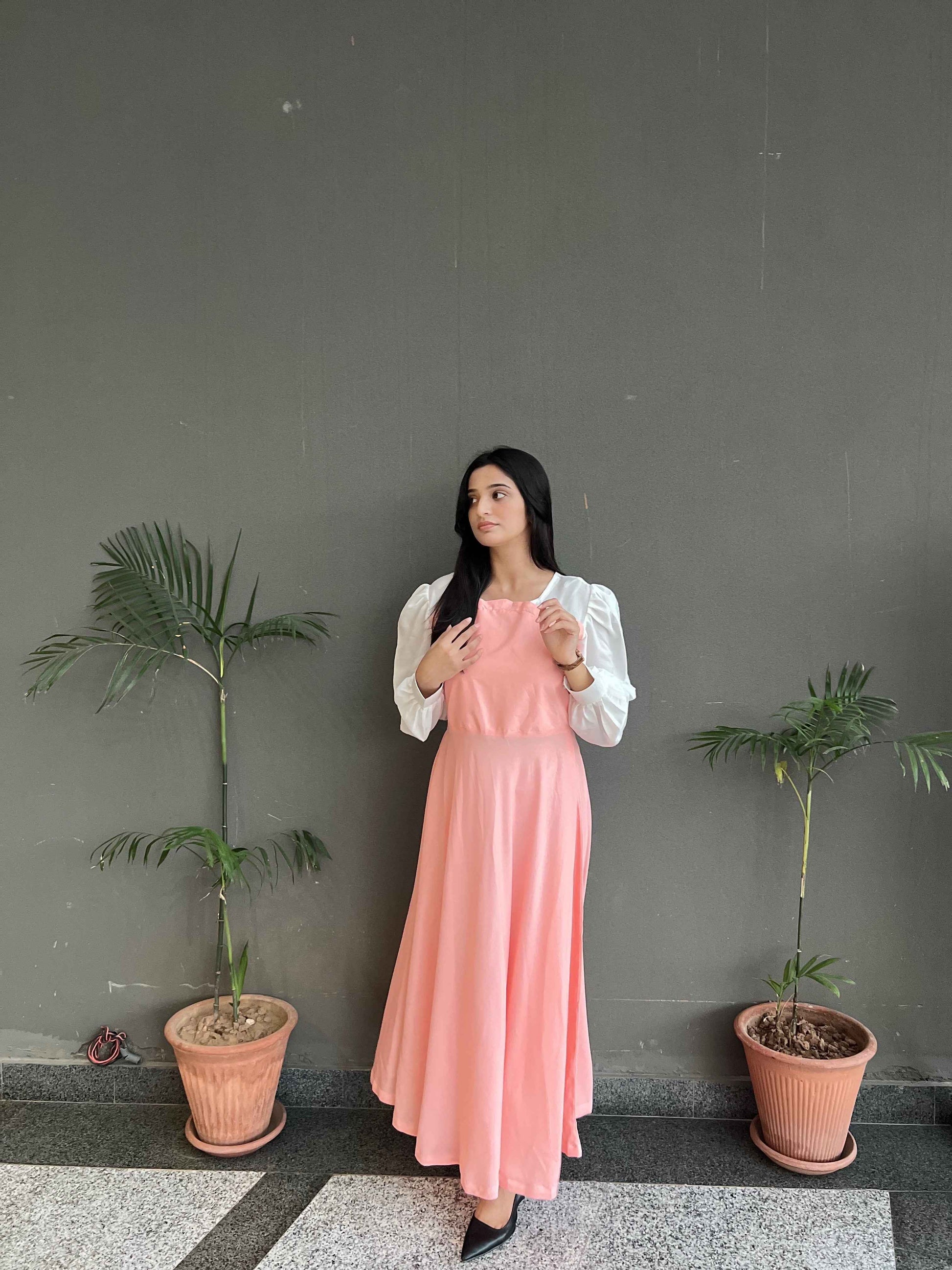 Hezal Soft Peach Pink Maxi