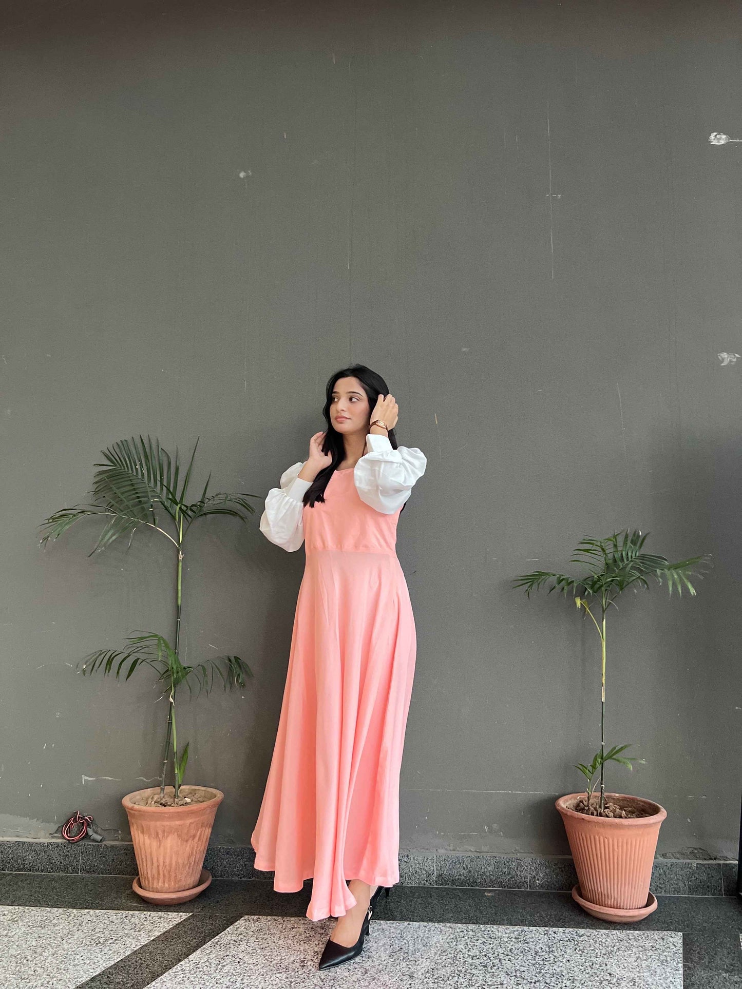 Hezal Soft Peach Pink Maxi
