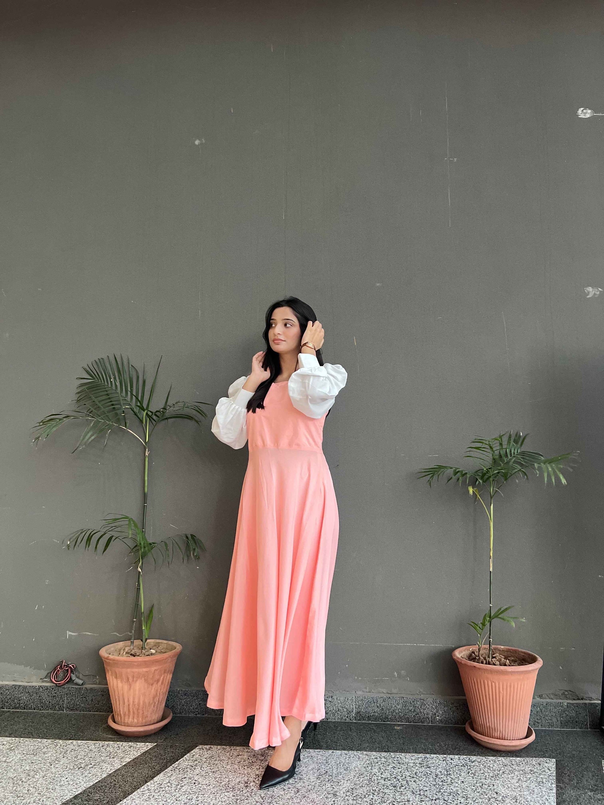 Hezal Soft Peach Pink Maxi