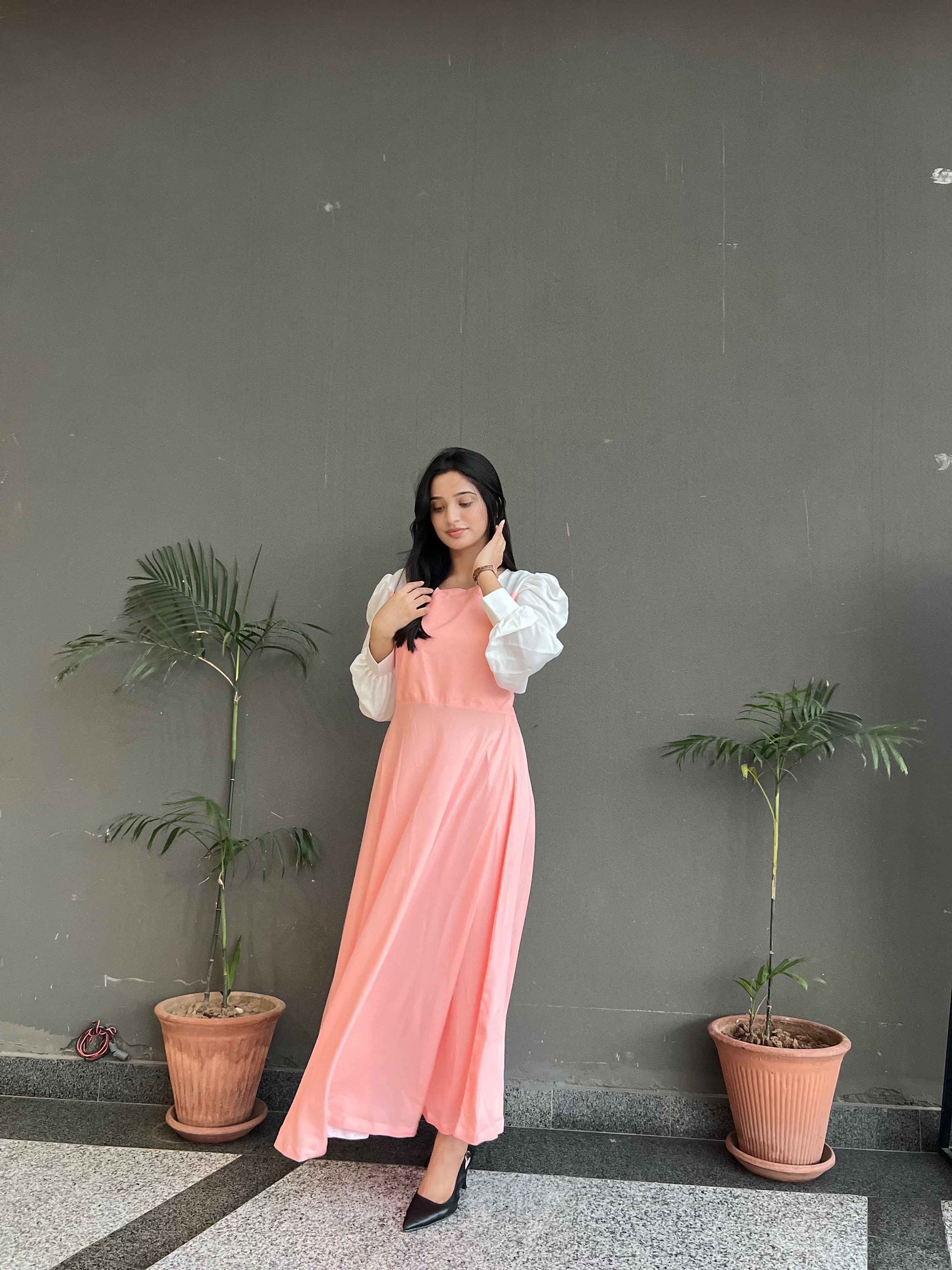 Hezal Soft Peach Pink Maxi
