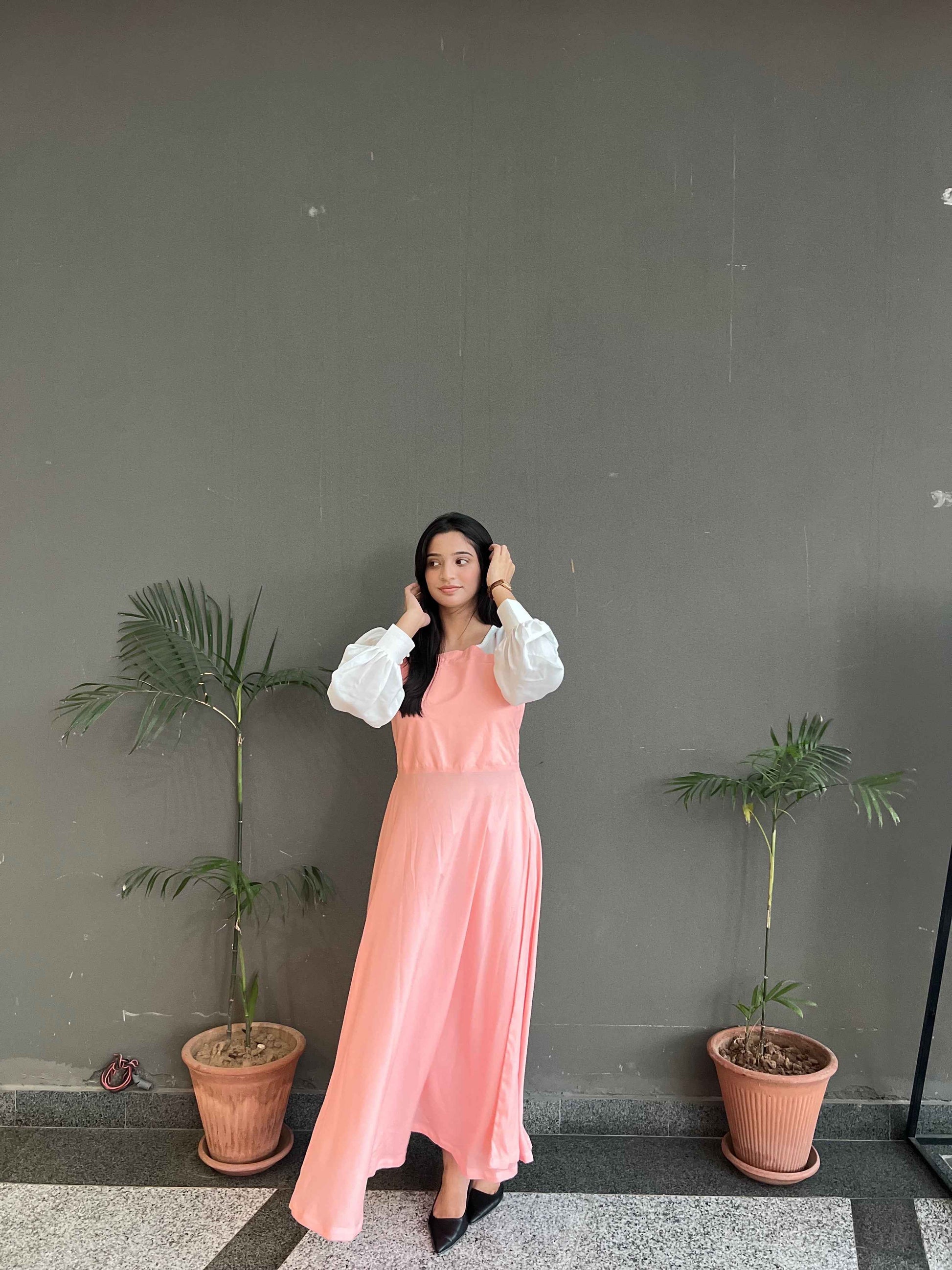 Hezal Soft Peach Pink Maxi