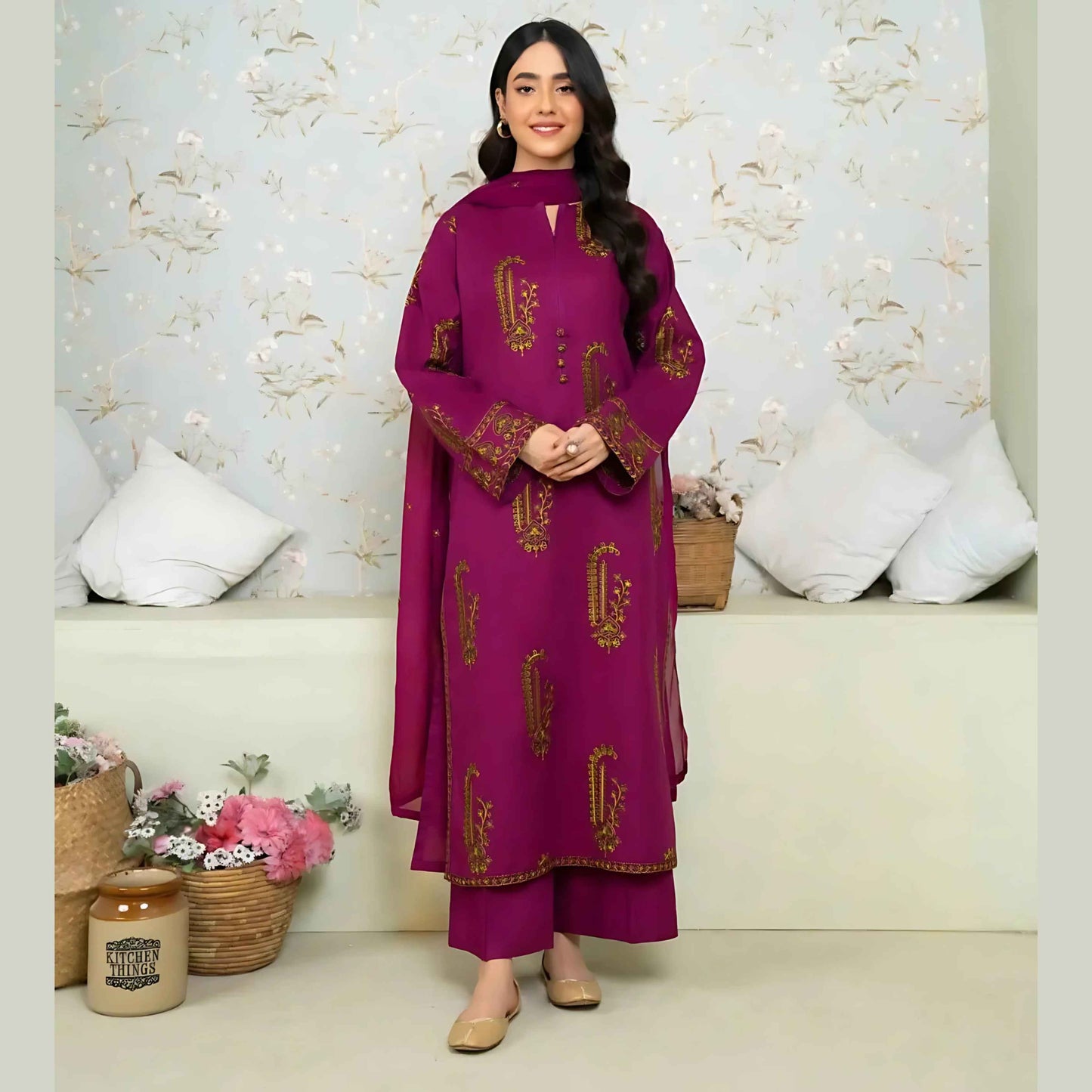 Jasmine 2 Piece Embroided Suit