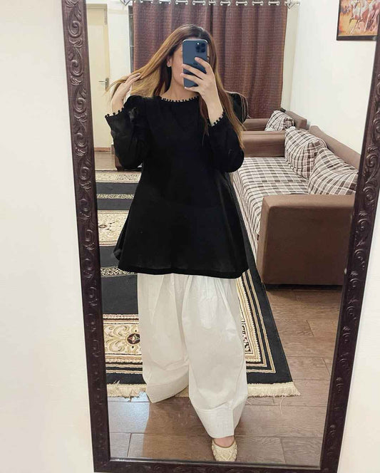 Velin – Black Frock with Farshi Shalwaar